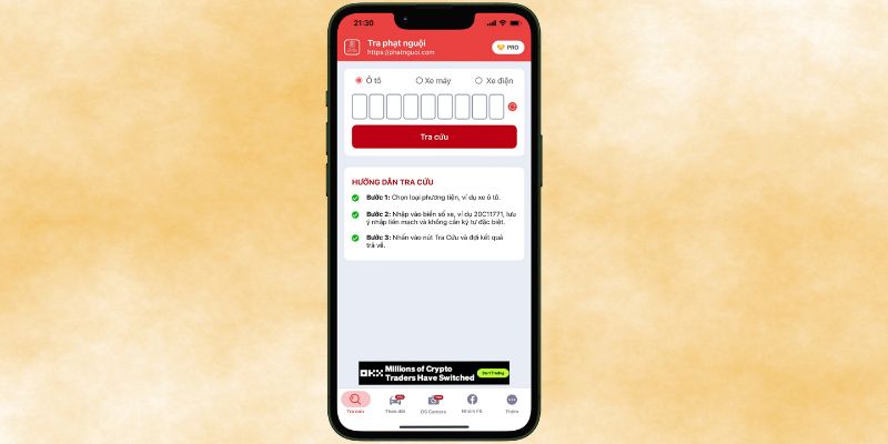 giao diện app tra phạt nguội bắc giang