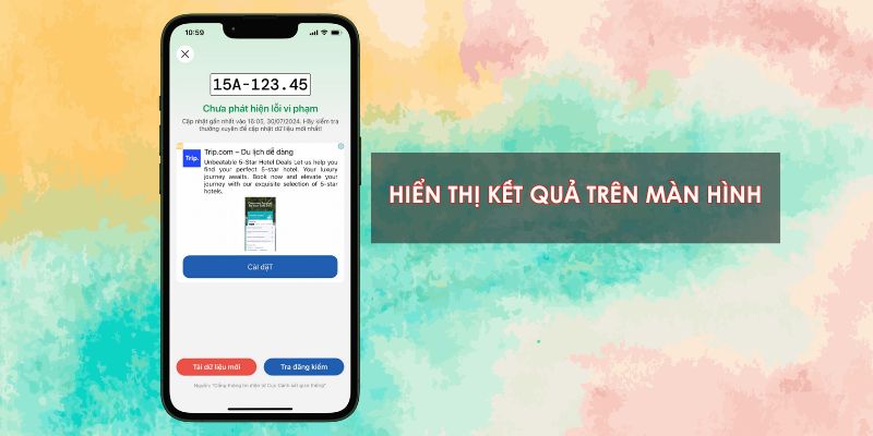 App hiển thị kết quả