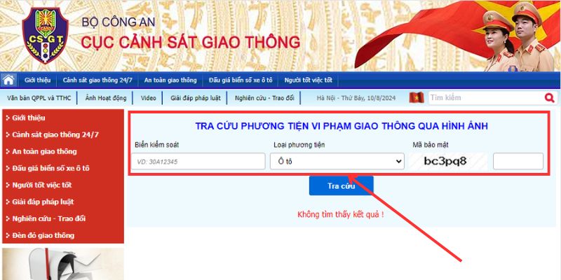 Tra cứu trên website của cục csgt