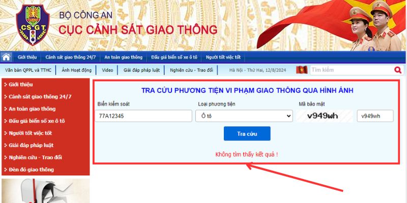 Kiểm tra trên website csgt