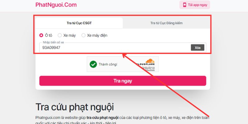 tra cứu phạt nguôi bình phước trên website