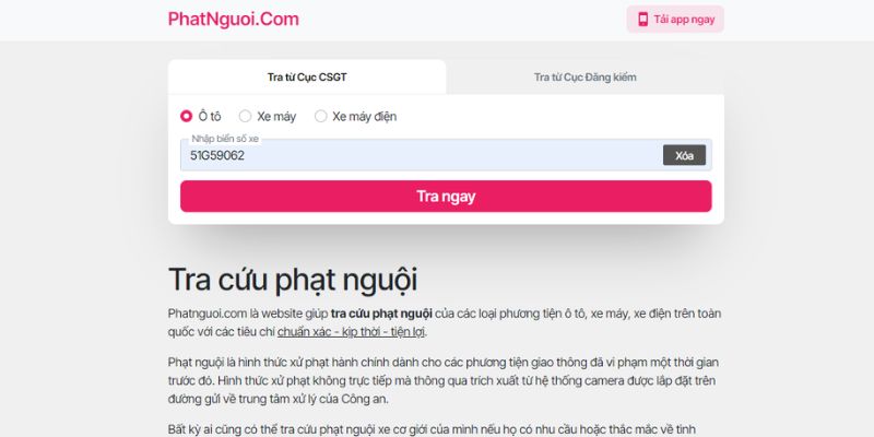 tra cứu phạt nguội tại tphcm trên website phạt nguội