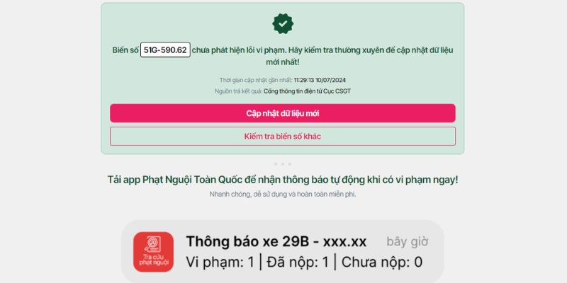 ví dụ kết quả trả về