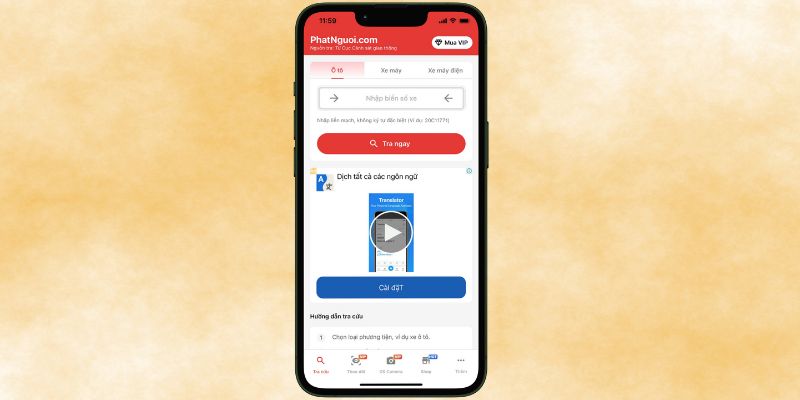 Tra cứu phạt nguội cao bằng bằng app