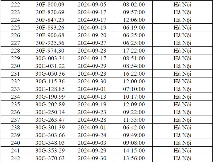 Danh sách phạt nguội Hà Nội T9/2024