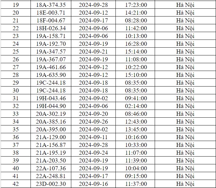 Danh sách phạt nguội Hà Nội T9/2024