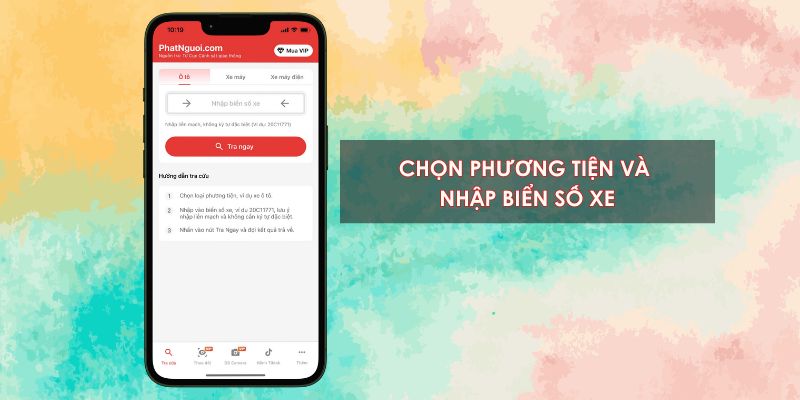 Nhập biển xe cần tra cứu trên app