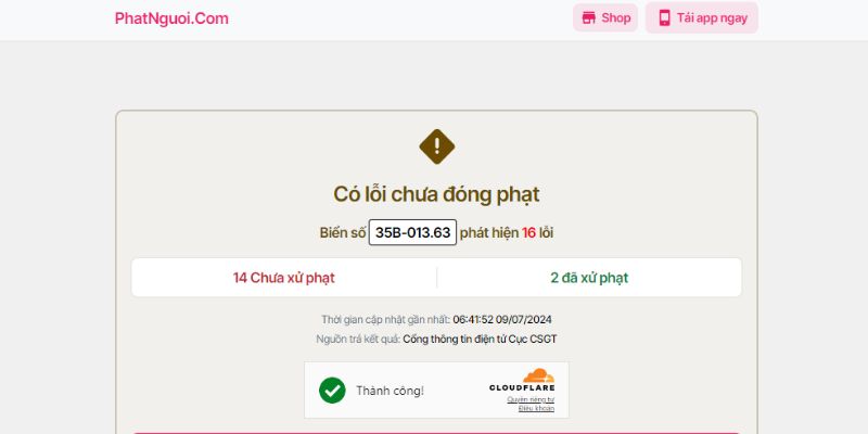 trả kết quả kiểm tra phạt nguội Ninh Bình