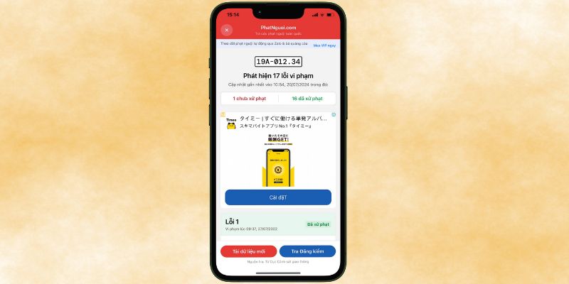 tra cứu phạt nguội phú thọ trên app