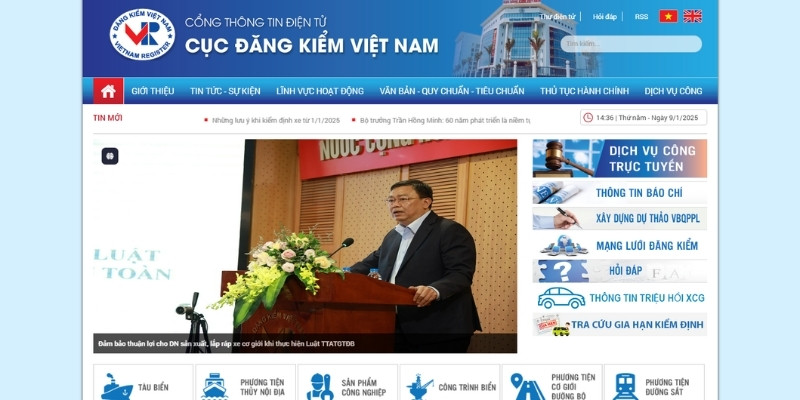 Tra cứu trên website cục đăng kiểm