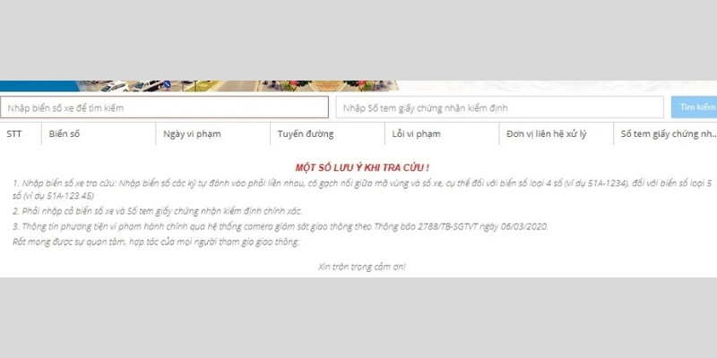 tra cứu trên sở gtvt tỉnh
