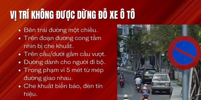 Vị trí không được dừng đỗ ô tô